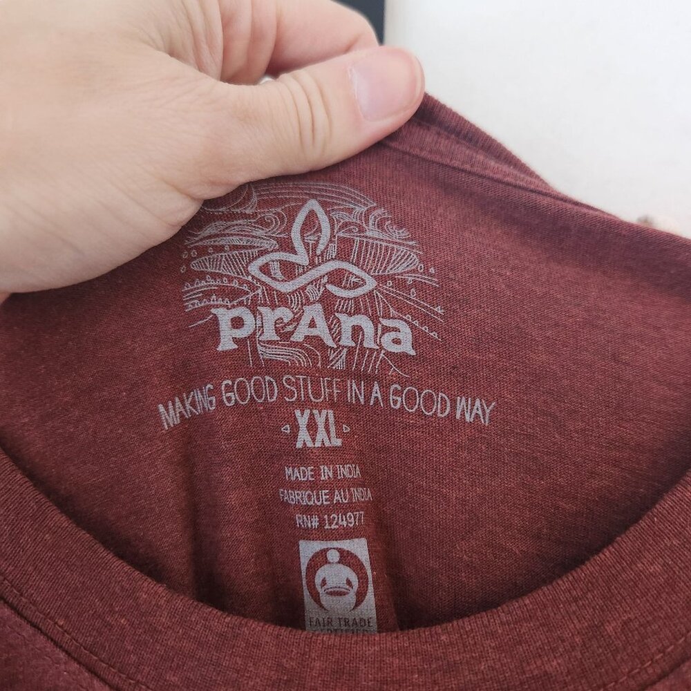 Prana Beer Belly Graphic Tee Maroon Red T-Shirt Hiking Camping Outdoors XXL - Picture 5 of 6